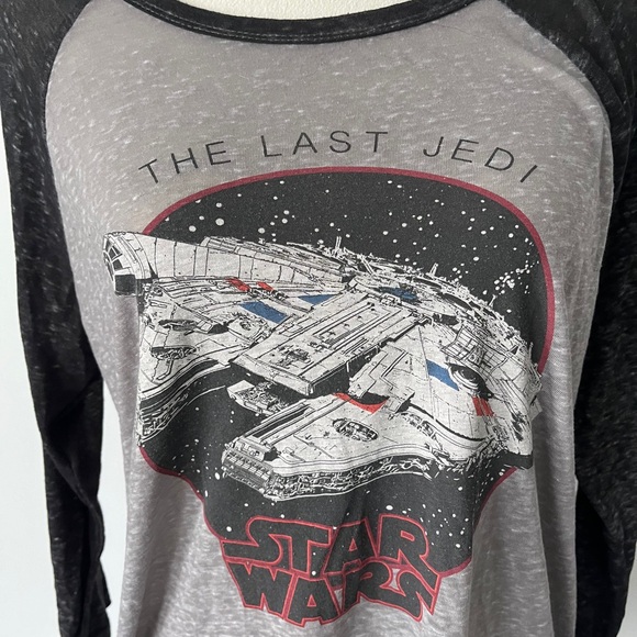Women’s size XL Star Wars baseball quarter length black gray tee - Picture 3 of 5